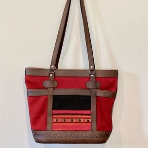 Vintage Bolivian Red Leather & Suede Purse